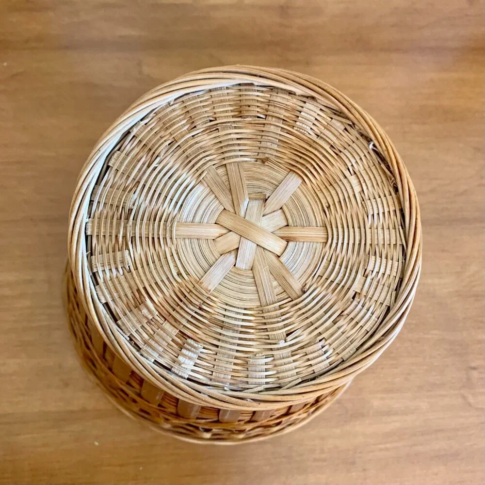 Vintage Boho Woven Rattan Hand Crafted Plant Holder Basket